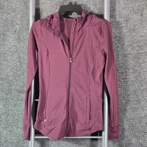 Modiv Womens XS Burgundy Hooded Full Zip Activewear Jacket Thumbholes Pocket